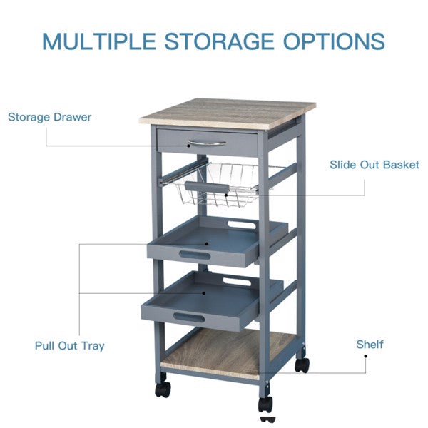 HOMCOM mobile kitchen island trolley
